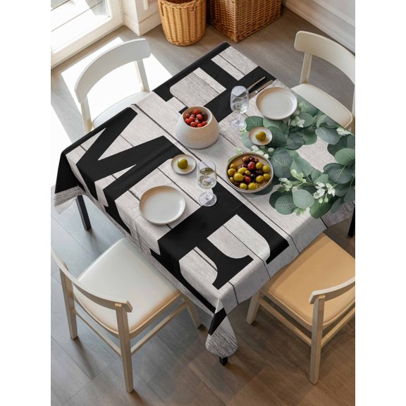 Eucalyptus Leaves Tablecloth Square Table Cloth 54x54, Waterproof Tablecloth Outdoor Table Cloth, Rustic Botanical Plants Text Wood Grain Washable Table Cover for Kitchen Dinning Party