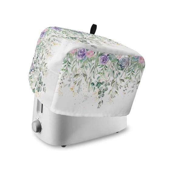 Eucalyptus Leaves Toaster Cover 2 Slice, Small Kitchen Appliance Covers, Sage Green Weeping Summer Botanical Toaster Oven Cover with Loop, Bread Machine Cover Polyester Dust Cover Protection