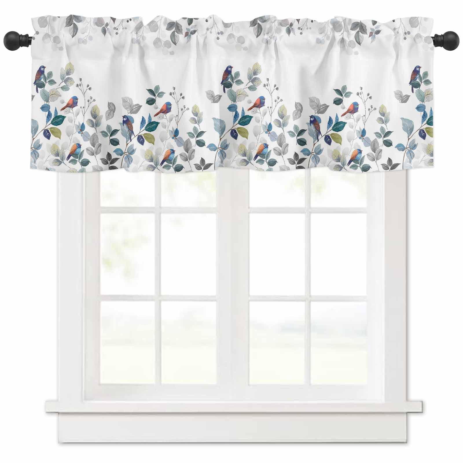 Eucalyptus Leaves Valances for Windows Farmhouse Kitchen Curtains ...