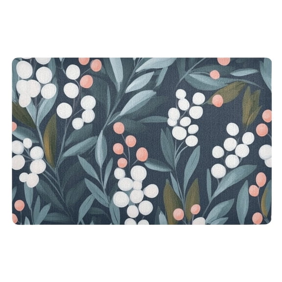Eucalyptus Leaves and White Berries Floor Door Mat Outdoor Indoor for Home Entrance Welcome Mats 32"x20"