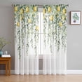thumbnail image 1 of Eucalyptus Lemon Sheer Curtains 84 Inch Length 2 Panels Set for Living Room/Bedroom, Sage Green Plant Leaf Yellow Fruit Semi Curtain Sheers Drapes Rod Pocket Curtains Window Treatment Set 52''x84''x2, 1 of 7