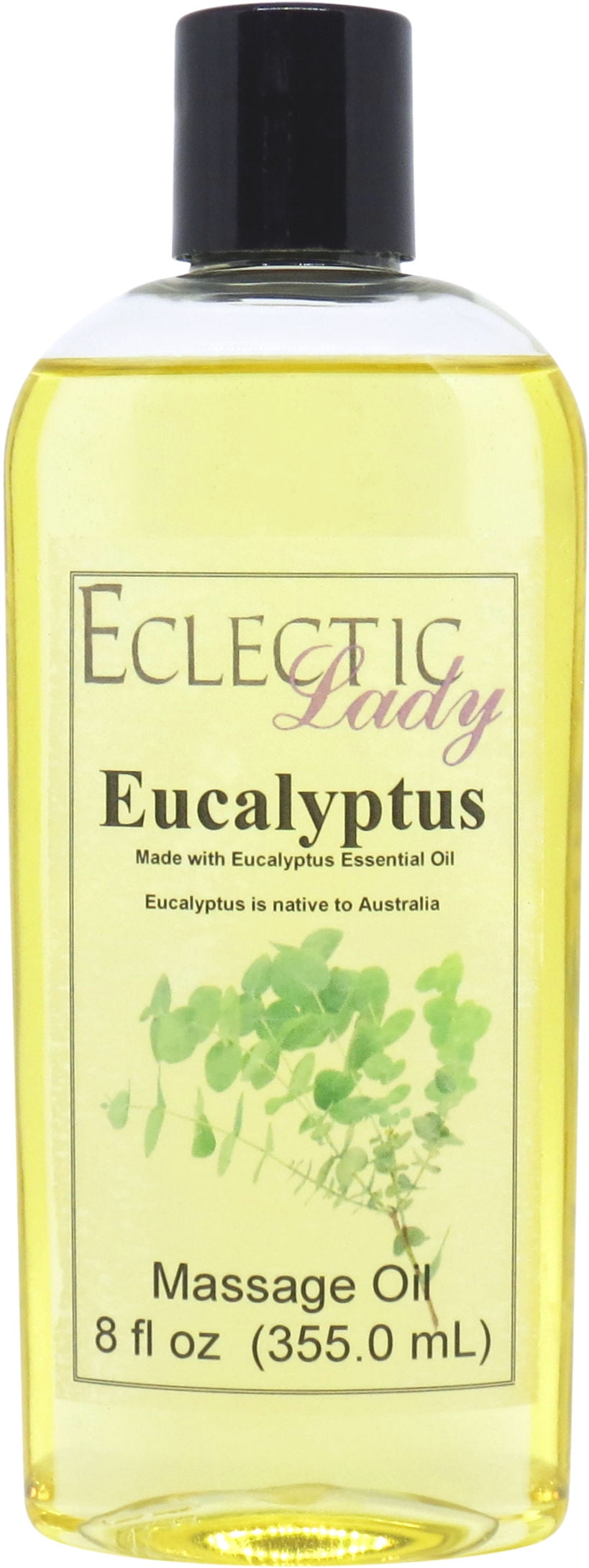 Eucalyptus Massage Oil by Eclectic Lady, 8 oz, Sweet Almond Oil and Jojoba Oil