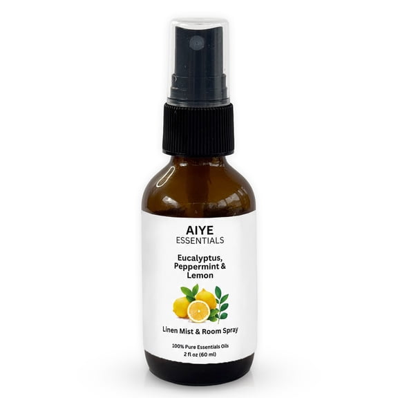 Room & Linen Mist – Eucalyptus Peppermint Lemon – Fresh Clean Scent – 2 oz Amber Glass