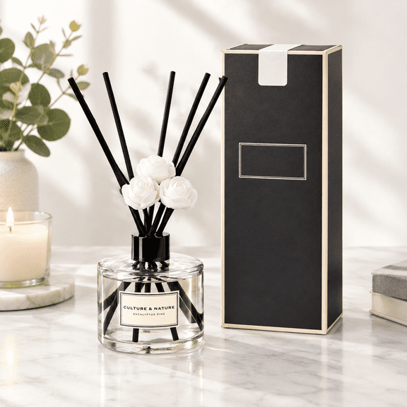 Eucalyptus Pine 6.7 oz Reed Diffuser Set with Sticks Home Fragrance