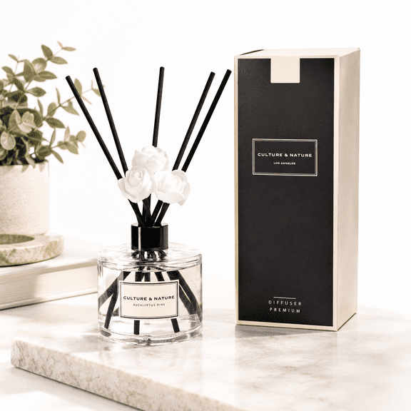 Eucalyptus Pine 6.7 oz Scented Reed Diffuser Set Home Fragrance
