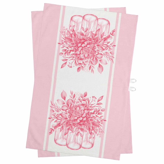 Eucalyptus Pink Kitchen Towels Set of 2, Water Absorbent Dish Towel, Stripes Bottle Flower Cactus Plant Decorative Hand Towels - Quick Drying Cloth for Cooking Baking, 18x28 Inch