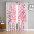 thumbnail image 1 of Eucalyptus Pink Semi Sheer Curtains 84 Inch Length 2 Panels Set, Vintage Succulents Flower Stripes Sheer Kitchen Curtain Privacy Voile Window Curtain for Living Room Bedroom Rod Pocket Drapes, 1 of 7