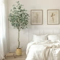 thumbnail image 1 of Eucalyptus Plant Artificial 6ft，Faux Eucalyptus Plant in Straw Pot with Silver Dollar Leaves, Home Office Decor Indoor, 1 Pack, 1 of 6