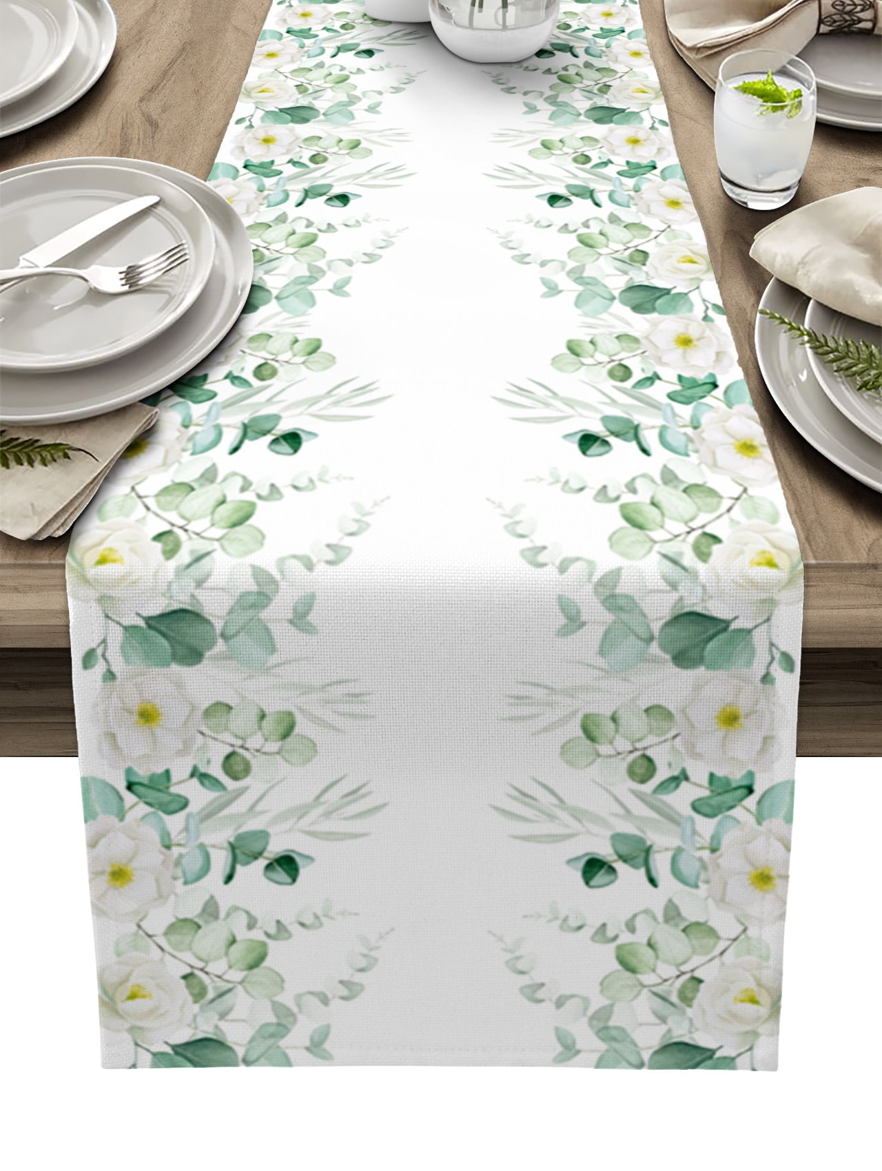 Flowers Plants Gradient Table Runner Wedding Party Events Home Dining Room Kitchen Table Ration Hotel Home Tablecloth