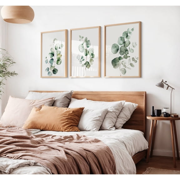 Eucalyptus Print Set Sage Green Botanical Art For Refreshing Wall Decor Set 3 Stretched Canvas 16x24