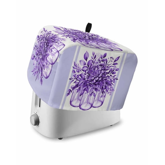 Eucalyptus Purple Toaster Cover 2 Slice, Small Kitchen Appliance Covers, Stripes Flower Cactus Plant Toaster Oven Cover with Loop, Bread Machine Cover Polyester Dust Cover Protection
