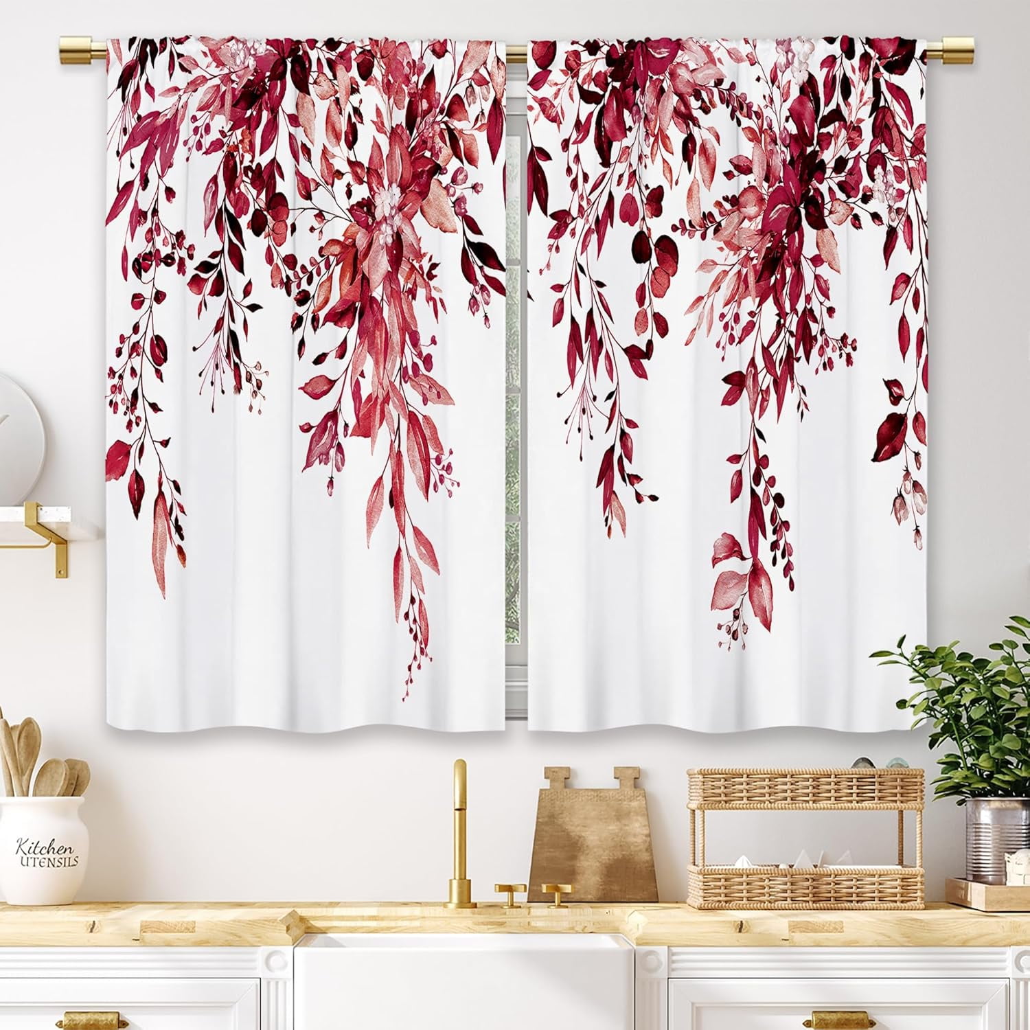 Burgundy Curtains For Kitchen