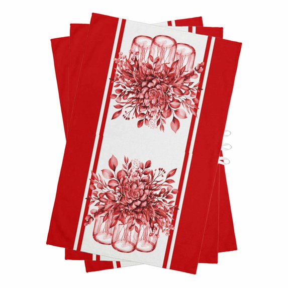 Eucalyptus Red Kitchen Towels Set of 3, Water Absorbent Dish Towel, Stripe Bottle Flower Cactus Retro Plant Decorative Hand Towels - Quick Drying Cloth for Cooking Baking, 18x28 Inch