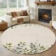 thumbnail image 1 of Eucalyptus Round Area Rug 5ft, Sage Green Farmhouse Leaf Pastoral Plant Washable Non-Slip Circle Rugs for Bedroom Living Room Kitchen, Soft Low Pile Carpet for Dining Room Playroom Nursery, 1 of 9