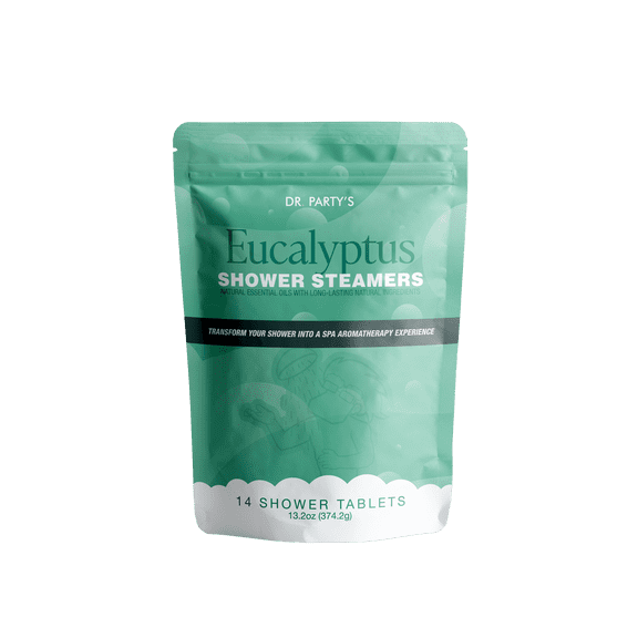 Dr. Party Scented Eucalyptus Dermatologist Approved Bath Bomb, Pack of 14 with Aromatherapy Shower Tablets, Eucalyptus 14 Count