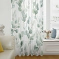 thumbnail image 1 of Eucalyptus Semi Sheer Curtains Drapes for Living Room, Bedroom, French Doors Window 63 Inches Long, Ombre Greenery Round Leaves Succulent Plant Rod Pocket Chiffon Curtain Drapery Voile Drape Panel, 1 of 6