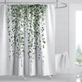 thumbnail image 1 of Eucalyptus Shower Curtain Green Leaves Bathroom Curtain Leaf Bath Curtain Polyester Fabric Watercolor Floral Bath Screen, 1 of 6