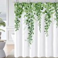 thumbnail image 1 of Eucalyptus Shower Curtain Sets, Watercolor Leaves on The Top Plant with Floral Bathroom Decoration 72x72 Inch with Hooks (B-Green, 72 * 72), 1 of 6