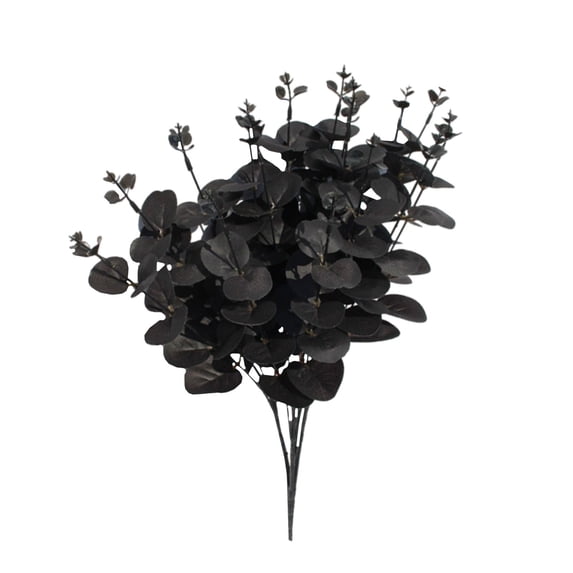 Eucalyptus Simulation Flower,Black Artificial Branches Dark Themed Home Decor Plants Wedding Photo Prop Arrangement,Gothic Farmhouse Table Centerpieces Indoor Home Party Decoration(Black,)