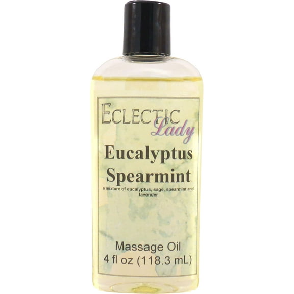 Eucalyptus Spearmint Massage Oil by Eclectic Lady, 4 oz, Sweet Almond Oil and Jojoba Oil