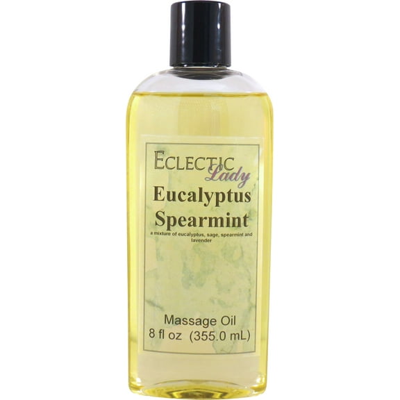 Eucalyptus Spearmint Massage Oil by Eclectic Lady, 8 oz, Sweet Almond Oil and Jojoba Oil