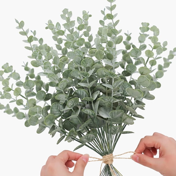 Eucalyptus Stems Artificial Eucalyptus Leaves Stems Real Grey Green Touch Leaf Branches for Home Office Flowers Bouquet Centerpiece Wedding Decoration