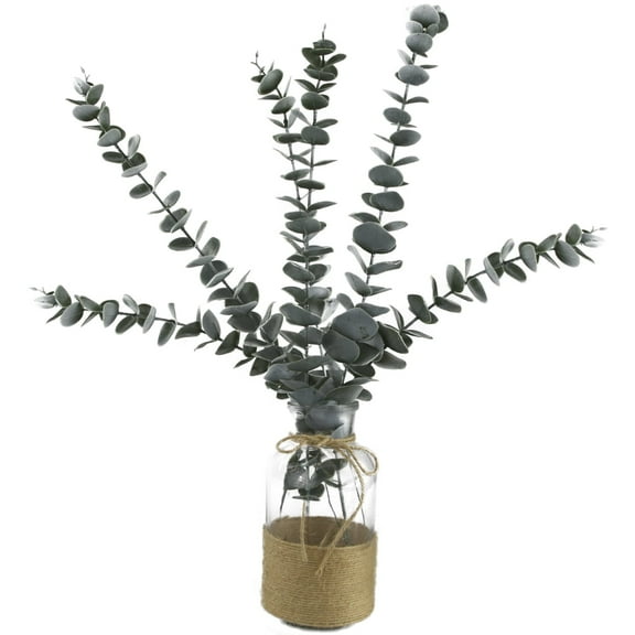 Eucalyptus Stems Artificial Plants – 6Pcs Home Decor Fake Plants – Premium Plastic with Iron Wiring Faux Plants Eucalyptus Leaves – Ideal for Arrangements, Centerpieces