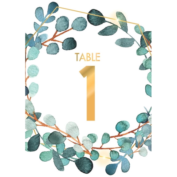 Eucalyptus Table Cards Number 1-25 Double Sided For Wedding Reception Event Party Baby Shower Birthday 4x6