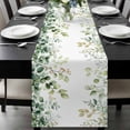 thumbnail image 1 of Eucalyptus Table Runner 36 Inches Long, Sage Green Brown Leaf Boho Minimalist White Kitchen Coffee Dining Table Decoration for Home Party Birthday Wedding Home Decor 13x36 Inches, 1 of 8