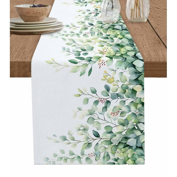 Eucalyptus Table Runner 48 Inches, Aesthetic Fruit Rustic Chic Greenery Plant Bed Runner Dresser Scarves Tabletop for Indoor Outdoor Parties/Ceremony/Banquet, 13" x 48"