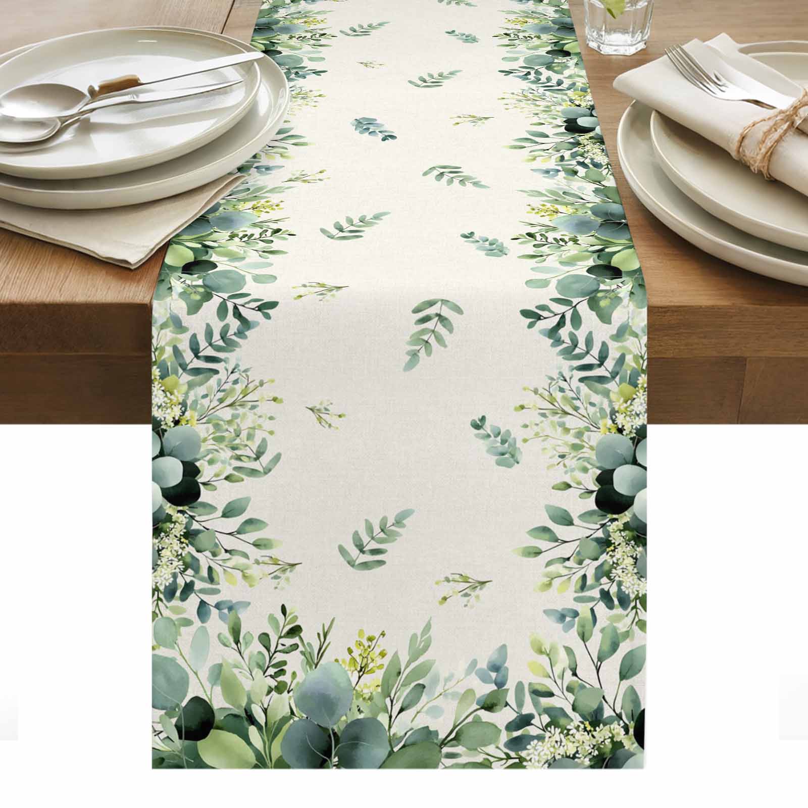 Eucalyptus Table Runner - 90 Inch Long, Kitchen Dining Table Runner ...
