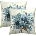 thumbnail image 1 of Eucalyptus Throw Pillow Covers 16x16 Set of 2, Winter Mason Jar Blue Leaves Branch Floral Decorative Pillow Cases Farmhouse Cotton Cushion Cover for Couch Sofa Bed Home Decor, 1 of 4