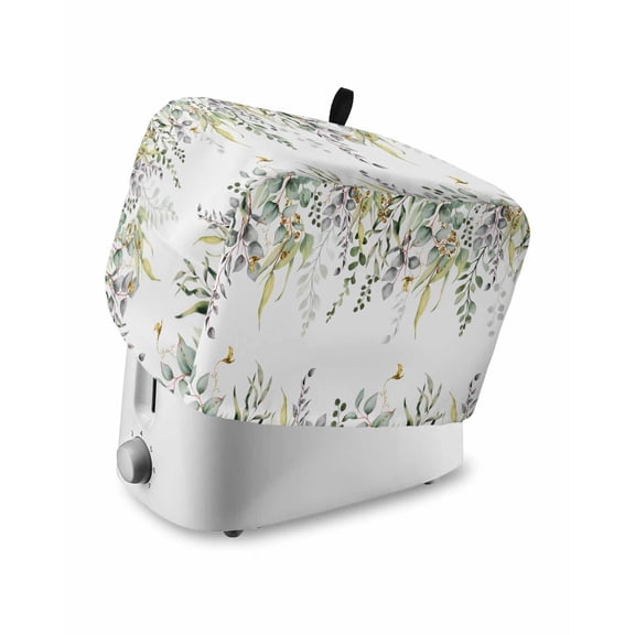 Eucalyptus Toaster Cover 4 Slice, Large Kitchen Appliance Covers, Sage Green Botanical Weeping Leaf Toaster Oven Cover with Loop, Bread Machine Cover Polyester Dust Cover Protection
