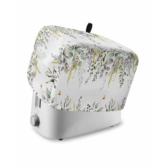 Eucalyptus Toaster Cover 4 Slice, Large Kitchen Appliance Covers, Sage Green Botanical Weeping Leaf Toaster Oven Cover with Loop, Bread Machine Cover Polyester Dust Cover Protection