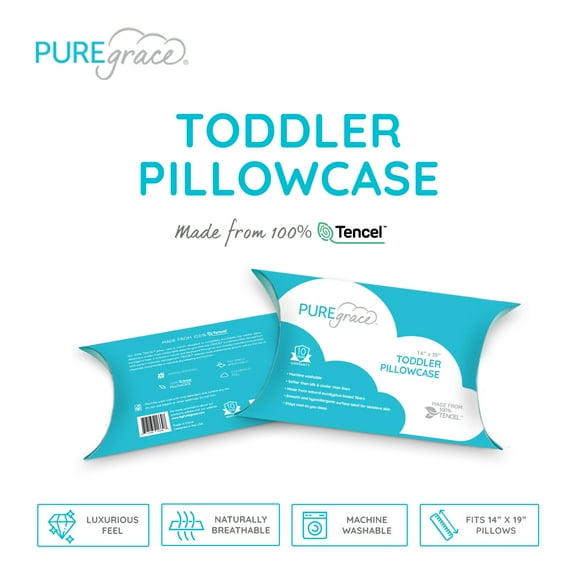 Eucalyptus Toddler pillowcase (14 x 19) by PUREgrace, Silky Soft Natural 100% TENCEL, Hypoallergenic and Naturally Cooling