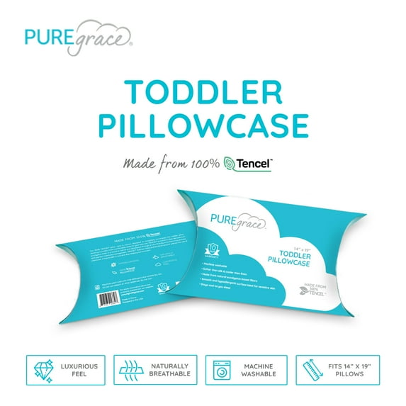 Eucalyptus Toddler pillowcase (14 x 19) by PUREgrace, Silky Soft Natural 100% TENCEL, Hypoallergenic and Naturally Cooling