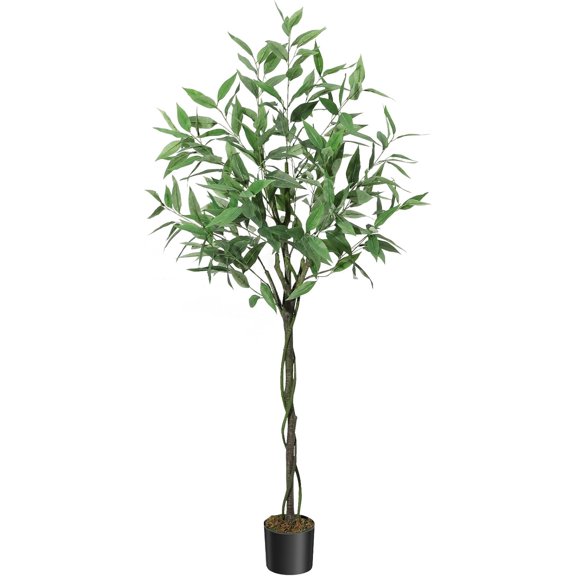 Eucalyptus Tree Artificial 5FT Tall Faux Eucalyptus Plants with Pot Fake Silk Tree Indoor for Home and Office Decor, 1 Pack