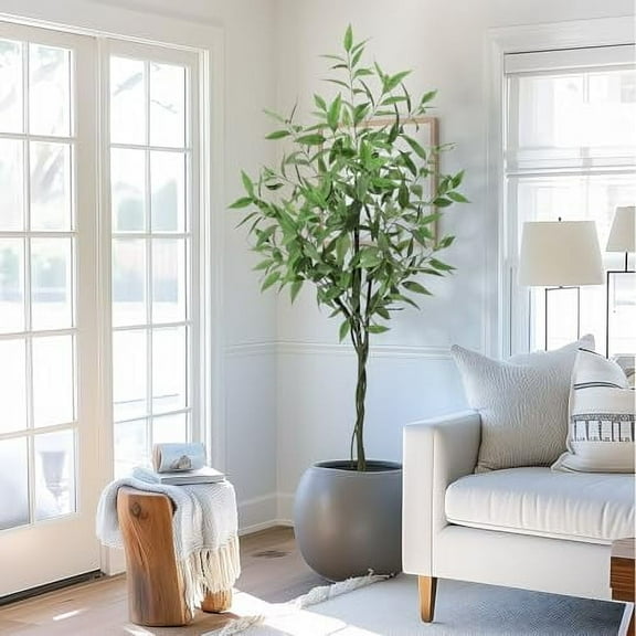 Eucalyptus Tree Artificial Tall Faux Eucalyptus Plants with Pot Fake Silk Tree Indoor for Home and Office Decor, 1 Pack