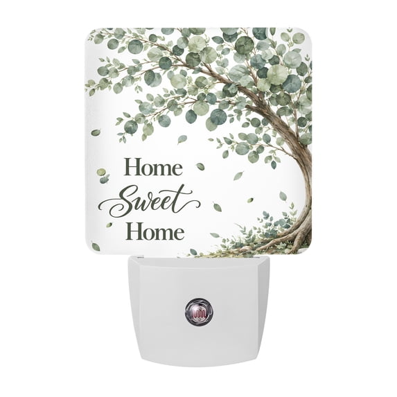 Tree Led Night Light Eucalyptus Tree Night Light, Rustic Home Sweet Home Calligraphy Green ...