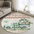 thumbnail image 1 of Eucalyptus Trucks 3ft Area Rug, Spring Rustic Floral Wooden Burlap Washable Non-Slip Small Round Rugs for Entryway Bedroom Kitchen, Soft Circle Carpet for Dining Room, Playroom Nursery Rug, 1 of 9