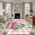 thumbnail image 1 of Eucalyptus Trucks Area Rugs 6'x9', Small Throw Rugs for Kitchen Dining room, Spring Farmhouse Floral Leaves Pink Plaid Indoor Outdoor Rug Non-Slip Low Pile Carpet Runner Reversible Floor Mats, 1 of 8