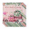 thumbnail image 1 of Eucalyptus Trucks Cloth Napkins, Spring Farmhouse Floral Leaves Pink Plaid Washable and Reusable Dinner Napkins Set of 4, Table Napkin for Kitchen Party Birthday Wedding Hotel Housewarming 20"x20", 1 of 9