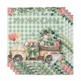 thumbnail image 1 of Eucalyptus Trucks Cloth Napkins, Spring Farmhouse Floral Sage Green Plaid Washable and Reusable Dinner Napkins Set of 4, Table Napkin for Kitchen Party Birthday Wedding Hotel Housewarming 20"x20", 1 of 9