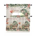 thumbnail image 1 of Eucalyptus Trucks Swag Kitchen Curtains Sets for Windows 24 Inch Length, Spring Farmhouse Floral Leaves Burlap Short Window Curtain Panels Swags Valances and Tiers 3 Piece Set for Cafe/Dining Room, 1 of 5