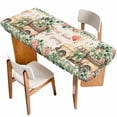 thumbnail image 1 of Eucalyptus Trucks Table Cloths for 8 Foot Rectangle Tables, Spring Farmhouse Floral Leaves Burlap Patio Waterproof Elastic Fitted Tablecloths, Washable Rectangular Table Cover for Camping, 1 of 8