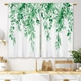 thumbnail image 1 of Eucalyptus Turquoise Green Leaves Kitchen Curtains Botanical Floral Plant Small Short Cafe Window Curtains Flower Rod Pocket Bathroom Drapes Treatment Tier Curtains 2 Panels (26x36 Inch), 1 of 6