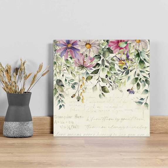 Eucalyptus Wall Art Painting on Canvas, Sage Green Botanical Leaf Pink Flower Farm Canvas Art Home Prints Wall Art Framed Modern Artwork for Living Room Bedroom Wall Decor 20x20in