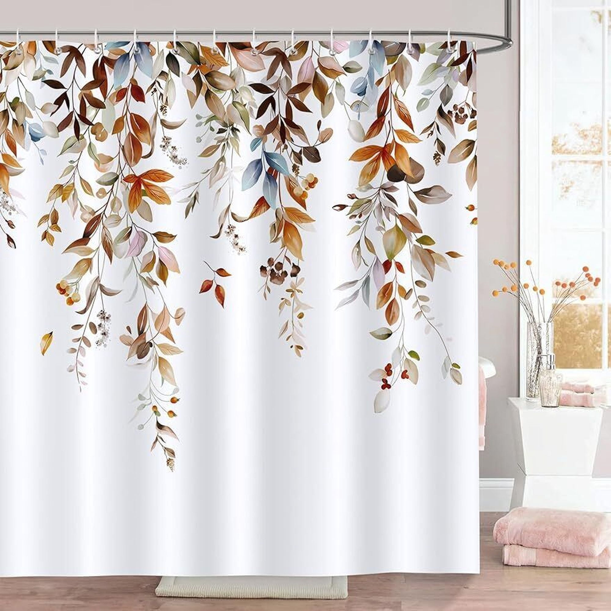 Eucalyptus Watercolor Shower Curtain Botanical Bathroom Decor