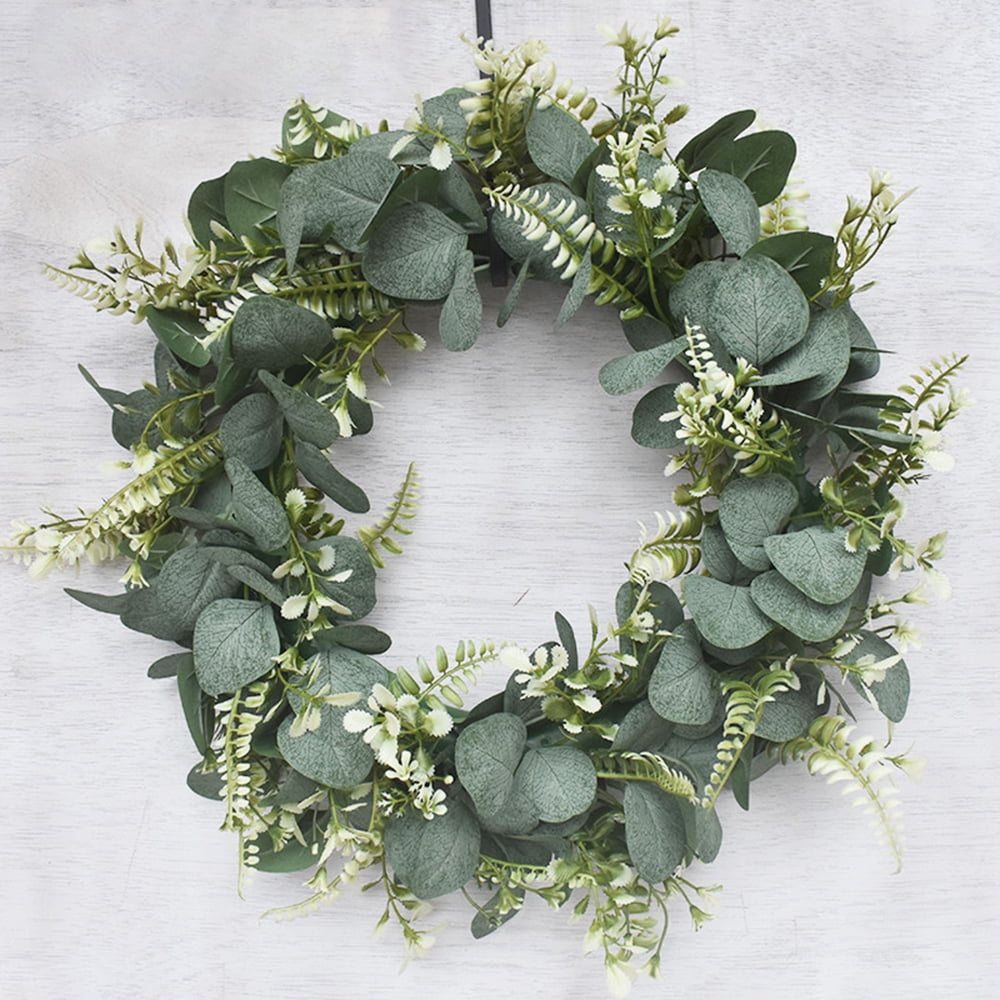 Large Artificial Eucalyptus Wreath - 24-26 Inch Farmhouse Front Door Decor For All Seasons - View #4