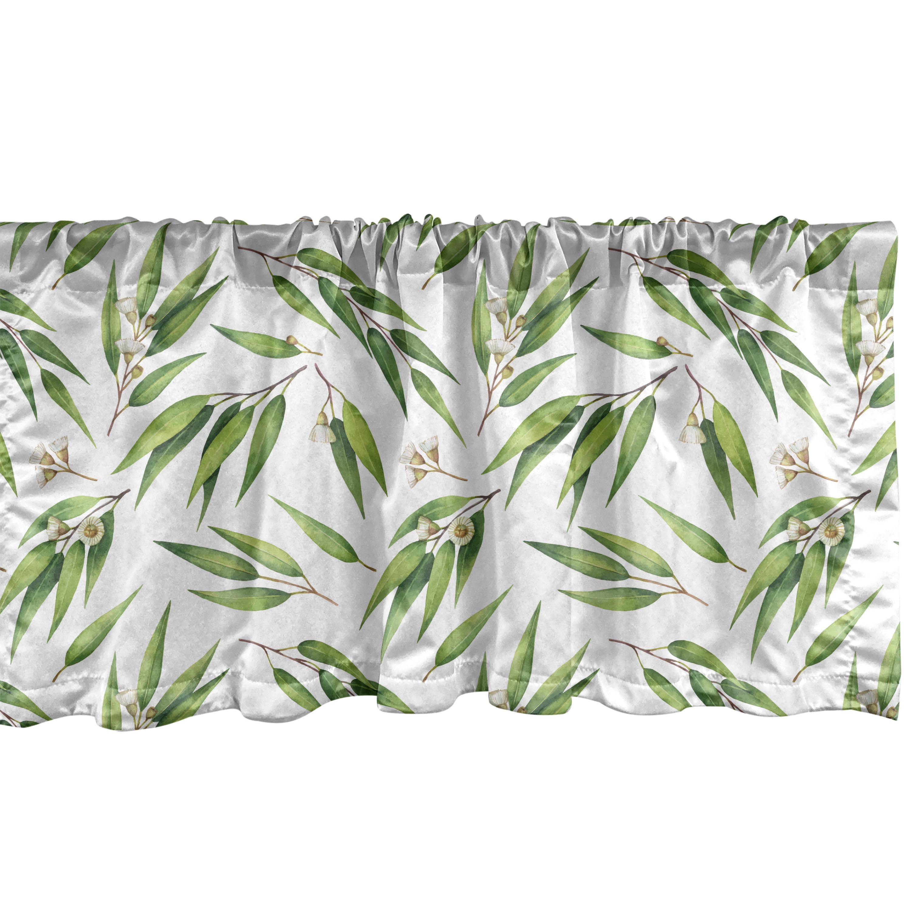 Green Eggshell and White Eucalyptus Satin Valance Set